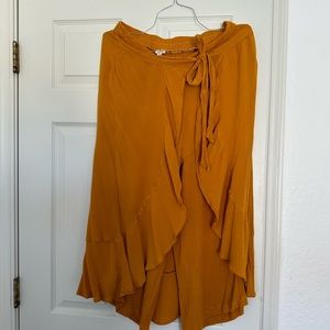 Wrap Tie Pants - Brownish Goldish - Mid Length